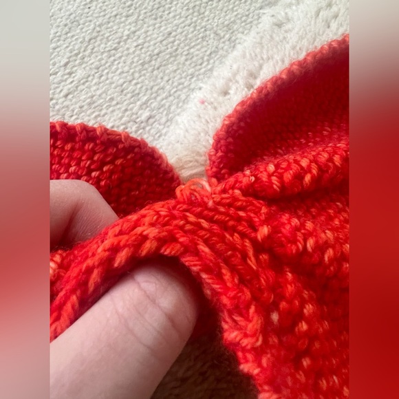 Misha & Puff Hot Red Wool Sledding Scarf Adult Women’s Orange Bright Handmade - Picture 6 of 11